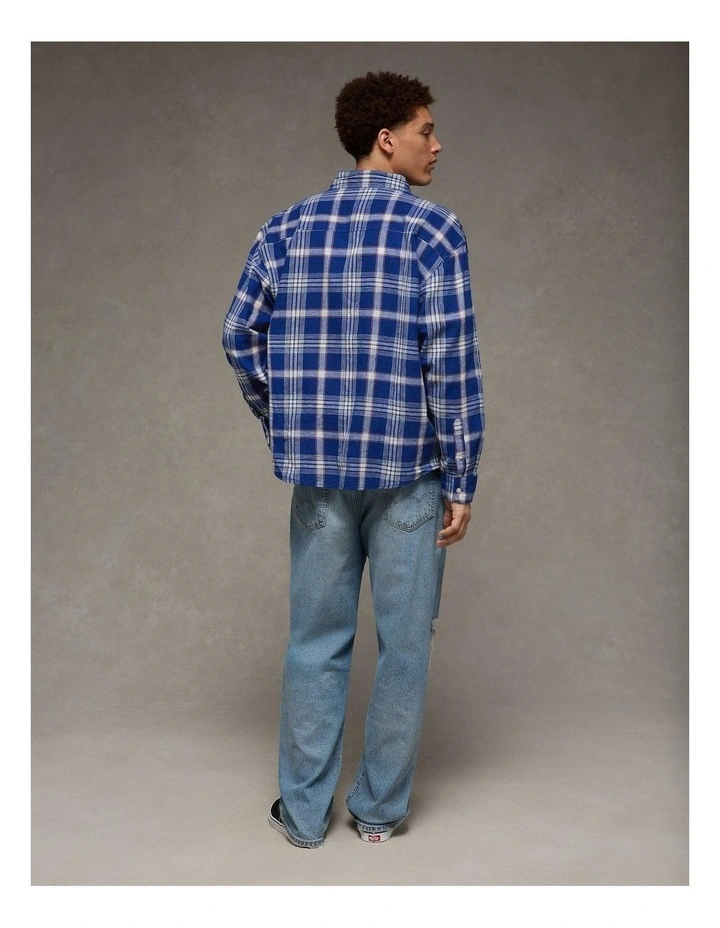 Relaxed Fit Linen-Blend Button-Up Shirt in After Midnight image 2