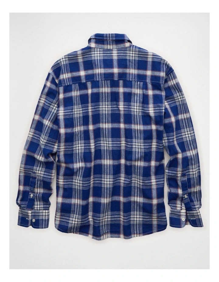 Relaxed Fit Linen-Blend Button-Up Shirt in After Midnight image 4