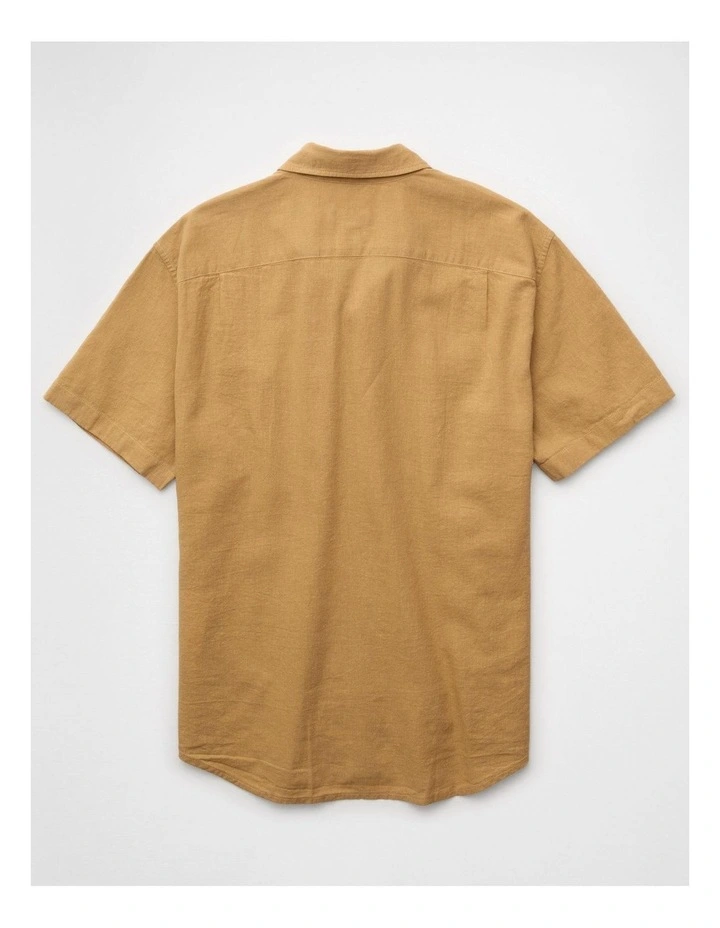 Standard Fit Linen-Blend Button-Up Shirt in Sands image 4