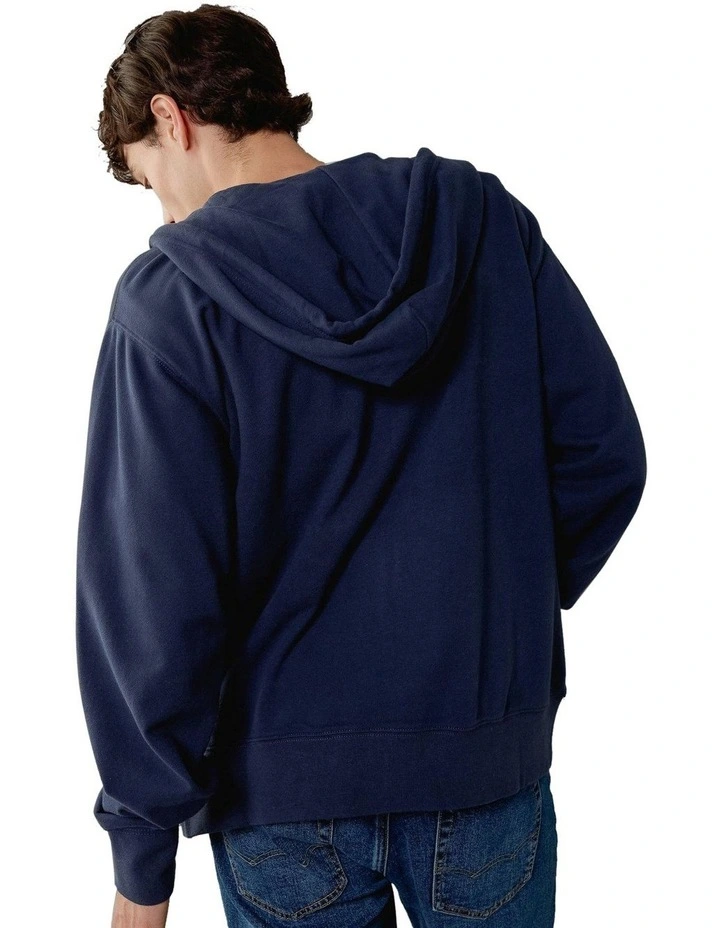 Graphic Full Zip Hoodie in Navy image 2