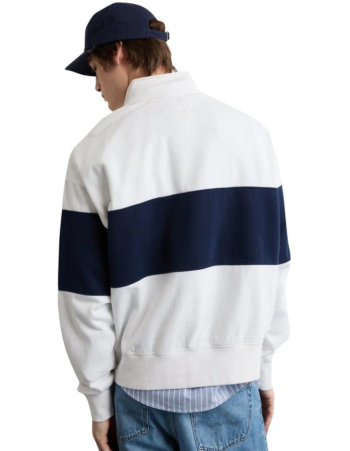 Colorblock Quarter-Zip Sweatshirt in White image 2