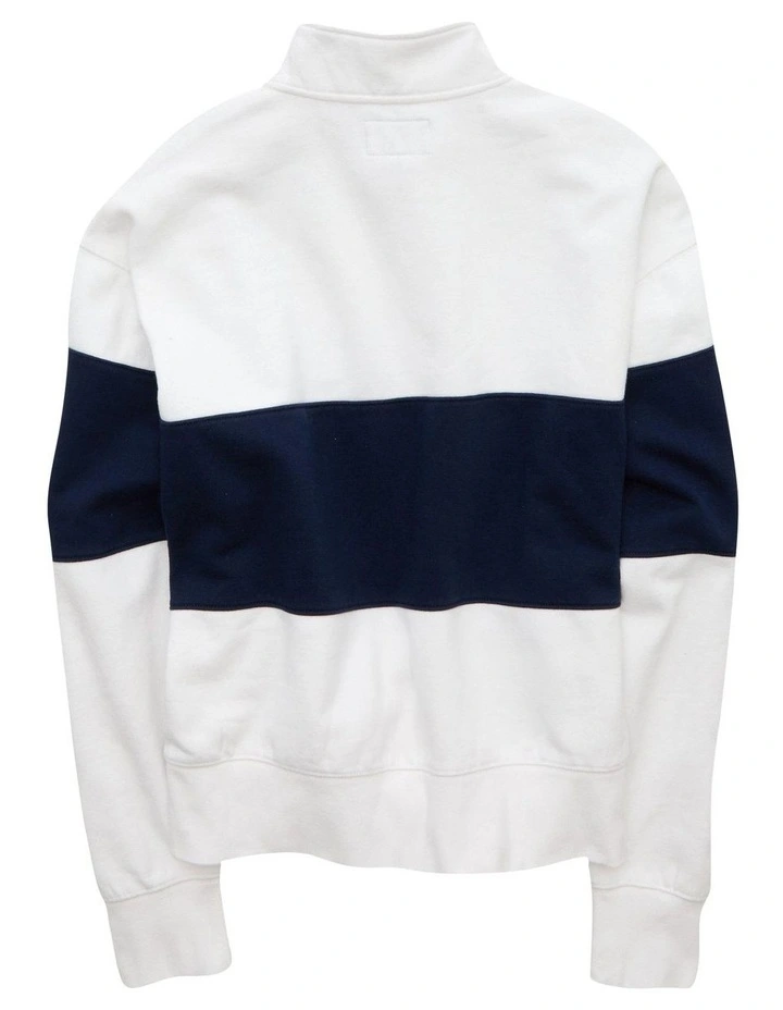 Colorblock Quarter-Zip Sweatshirt in White image 4