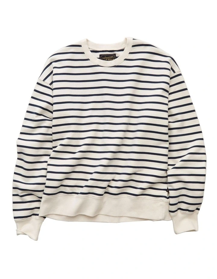 Laidback Luxe Striped Sweatshirt in Cream image 3