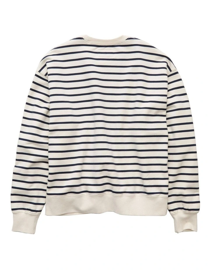 Laidback Luxe Striped Sweatshirt in Cream image 4