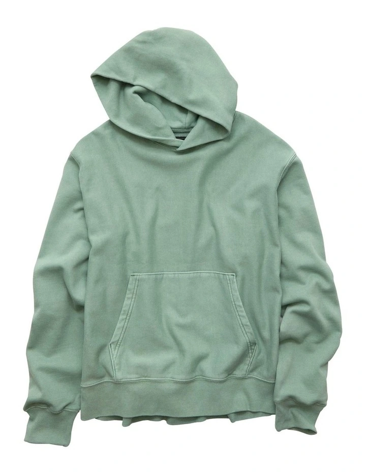 Laidback Luxe Heavyweight Hoodie in Washed Olive image 3