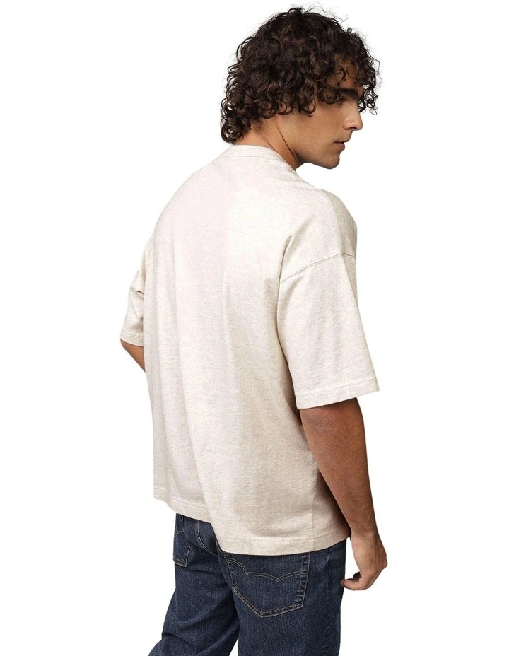 Oversized Heavyweight T-shirt in Oatmeal Heather image 2