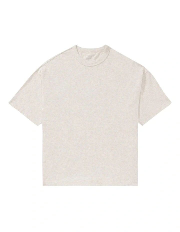 Oversized Heavyweight T-shirt in Oatmeal Heather image 3