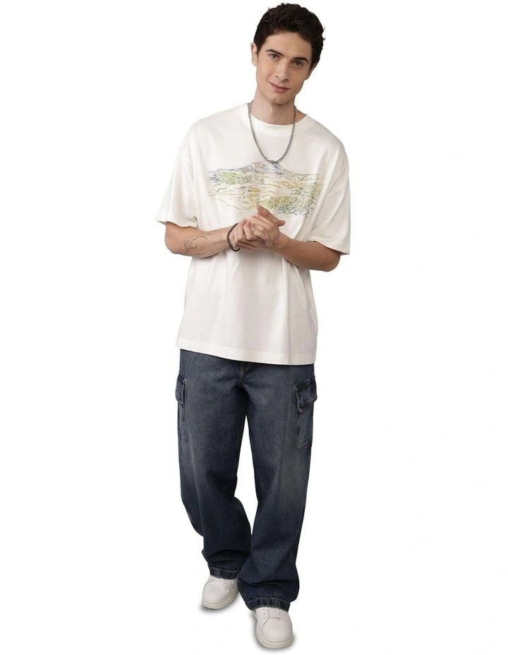 Short Sleeve Oversized Elevated Graphic Tee in Bright White image 1