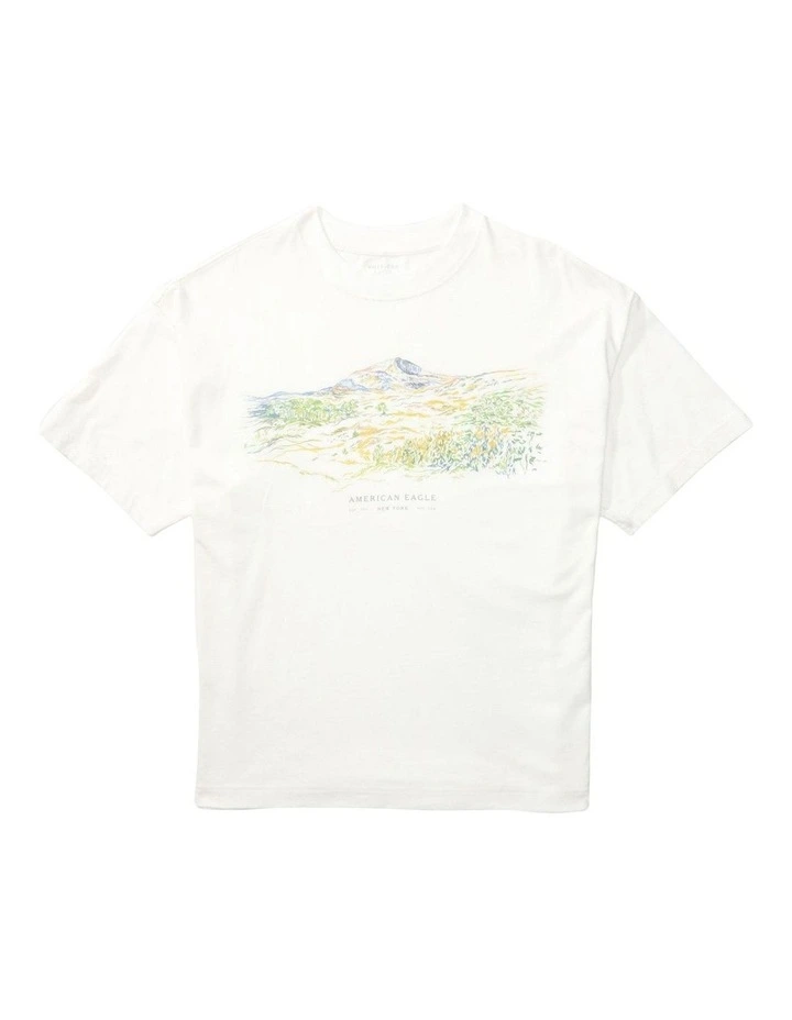 Short Sleeve Oversized Elevated Graphic Tee in Bright White image 3