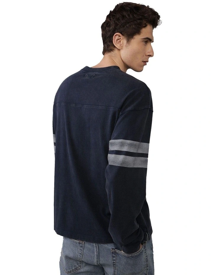Long Sleeve Graphic Football T-shirt in Navy image 2