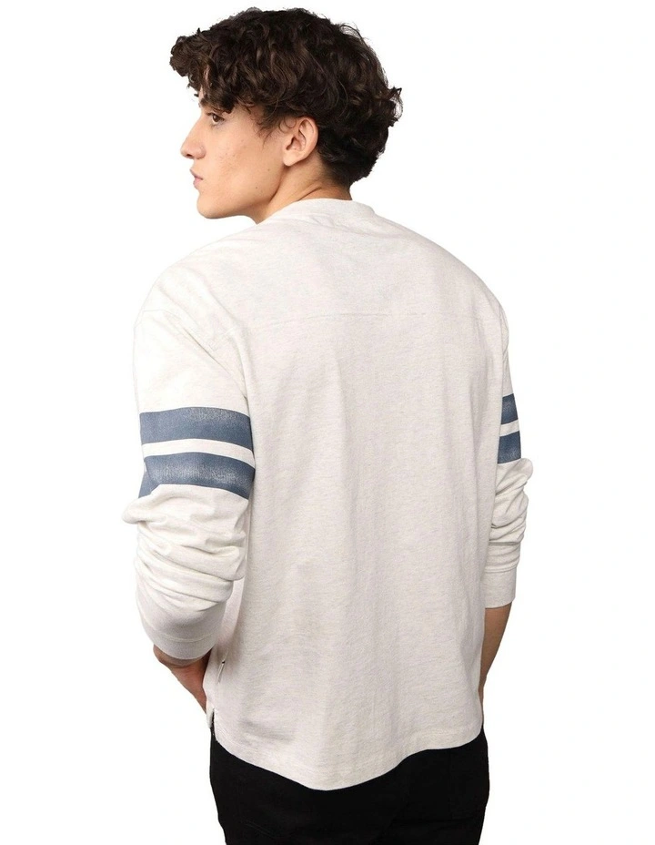 Long Sleeve Graphic Football T-shirt in Heather Frost image 2