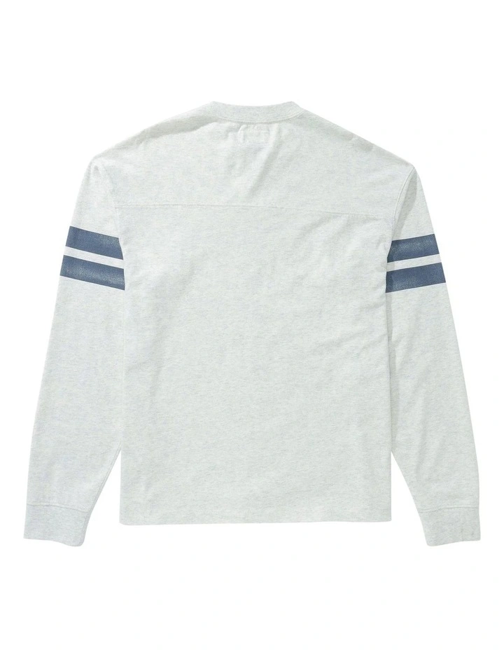 Long Sleeve Graphic Football T-shirt in Heather Frost image 4