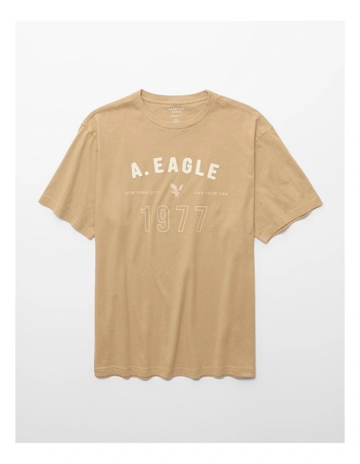Icon Logo Graphic T-shirt in Khaki image 3