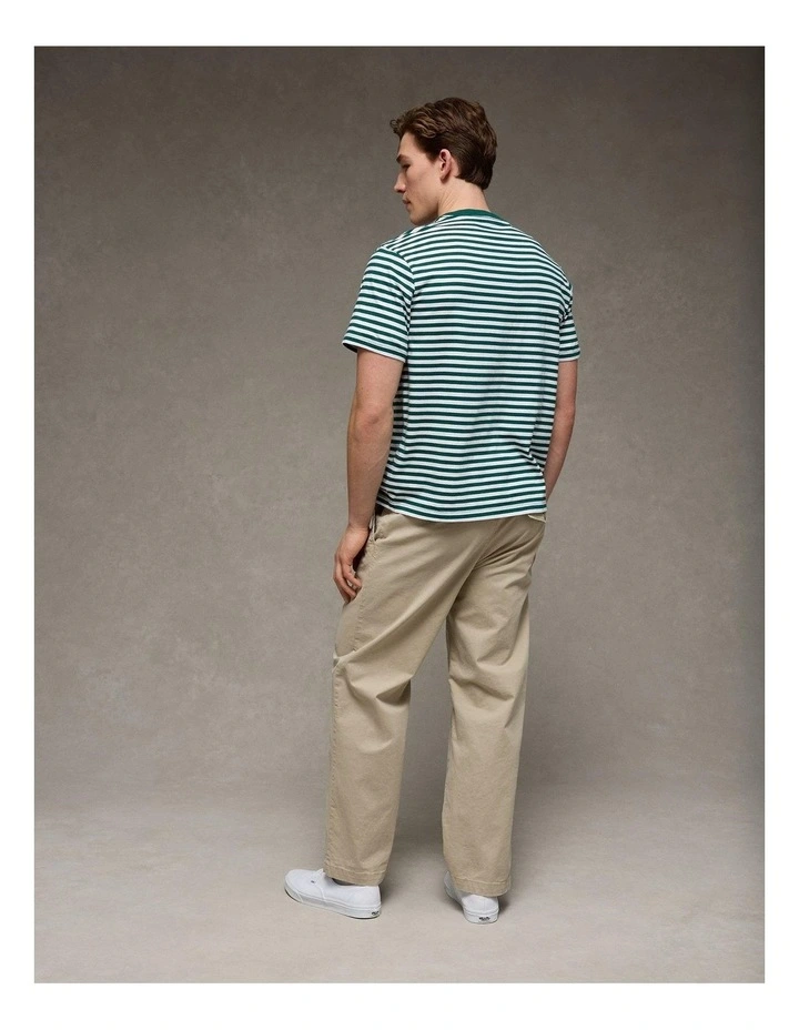 Standard Fit Lived-In T-Shirt in Green Stripe image 2