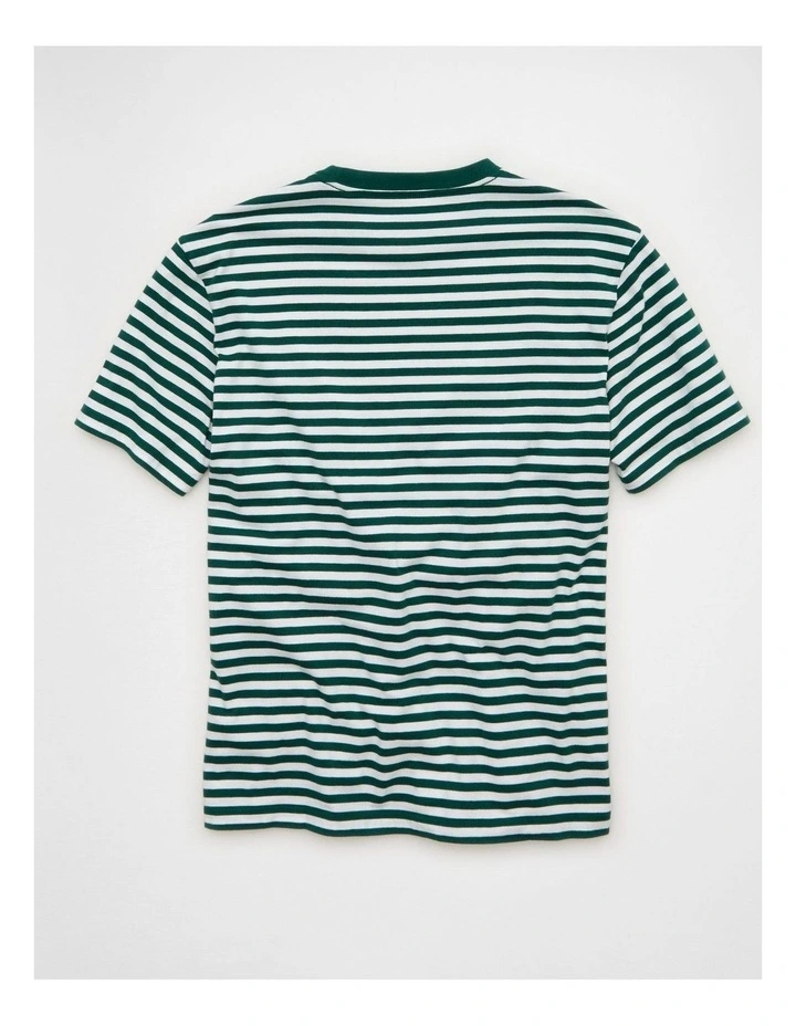 Standard Fit Lived-In T-Shirt in Green Stripe image 4