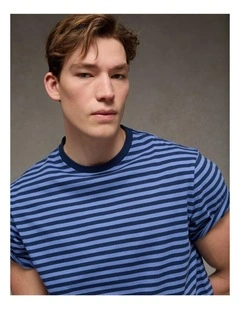 Standard Fit Lived-In T-Shirt in Blue Stripe