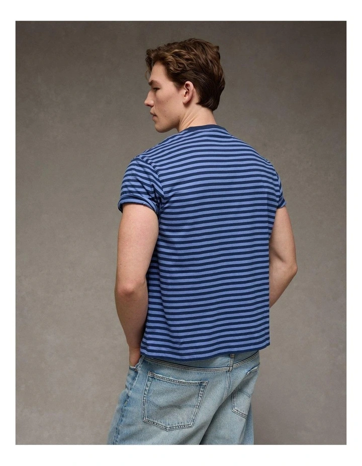 Standard Fit Lived-In T-Shirt in Blue Stripe image 2