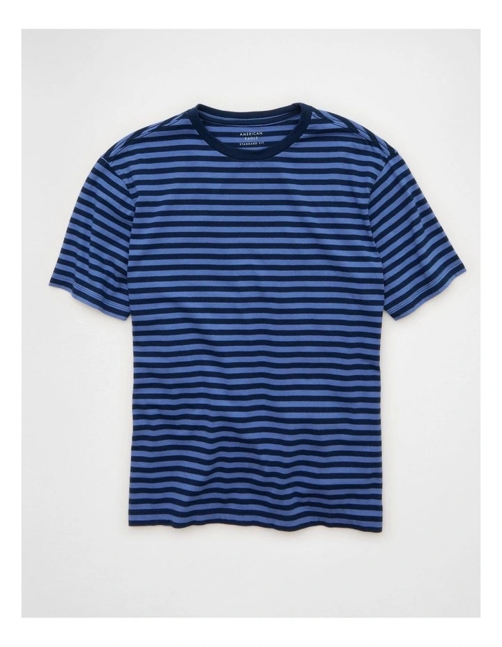 Standard Fit Lived-In T-Shirt in Blue Stripe image 3