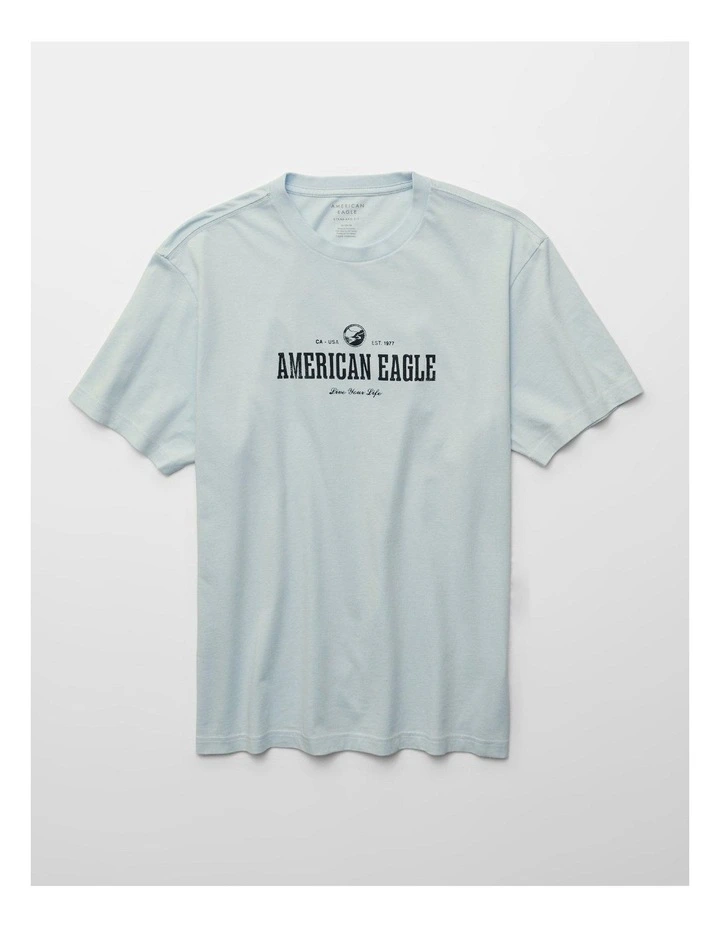 Standard Fit Graphic Logo T-Shirt in Ocean image 3