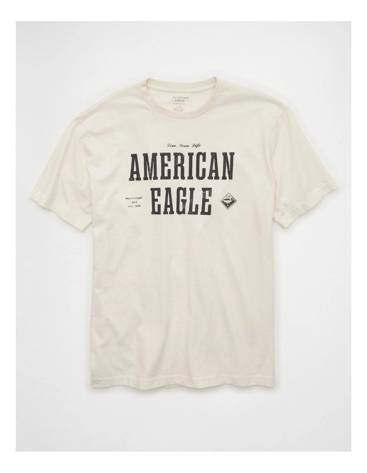 Standard Fit Graphic Logo T-Shirt in Frosty Cream image 3