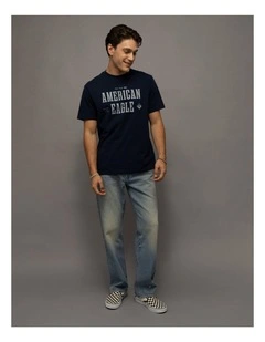 Standard Fit Graphic Logo T-Shirt in Navy