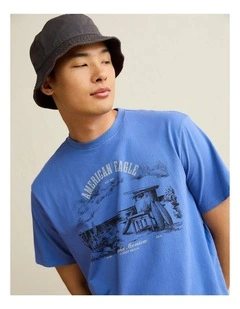 Standard Fit Graphic Logo T-Shirt in Blue Vibe
