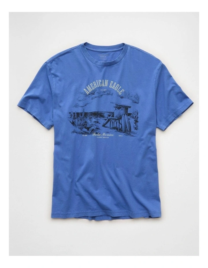 Standard Fit Graphic Logo T-Shirt in Blue Vibe image 3