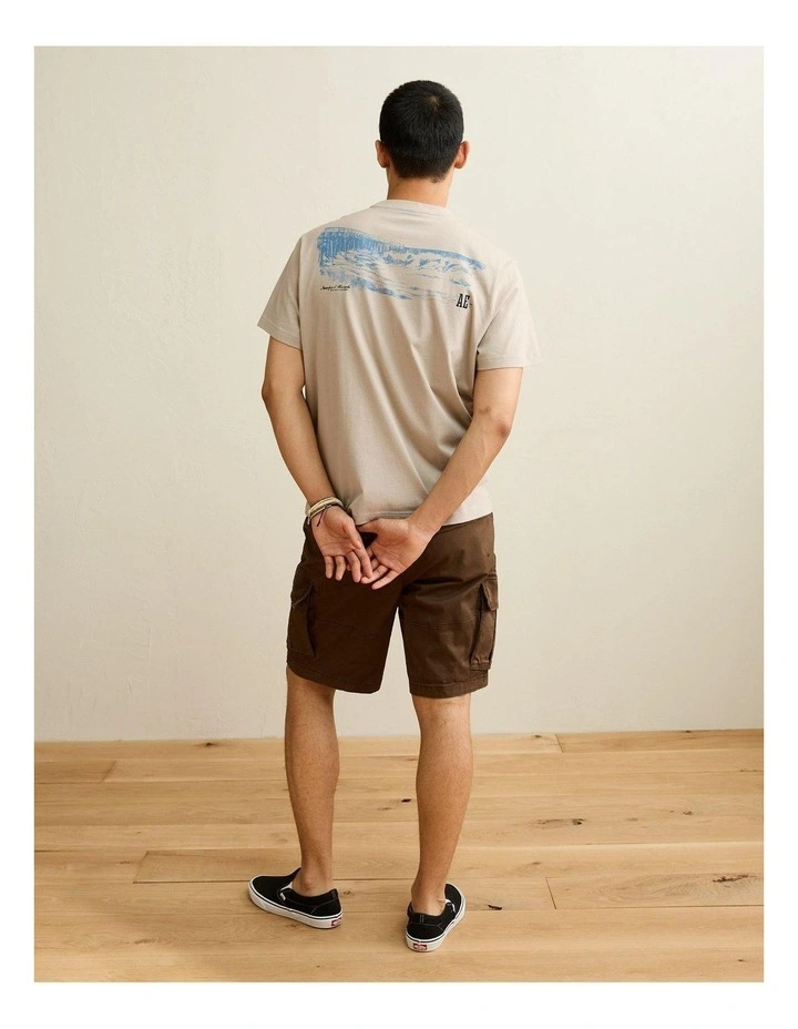 Standard Fit Graphic Logo T-Shirt in Taupe image 2