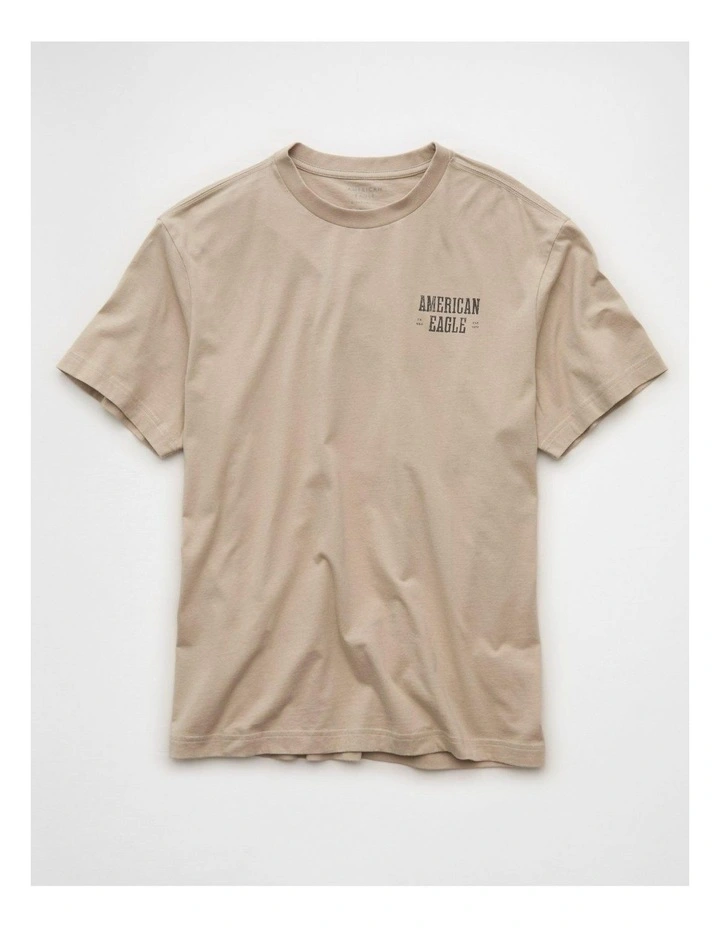 Standard Fit Graphic Logo T-Shirt in Taupe image 3