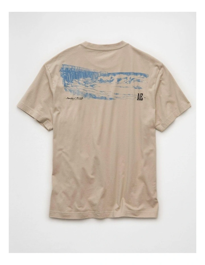 Standard Fit Graphic Logo T-Shirt in Taupe image 4