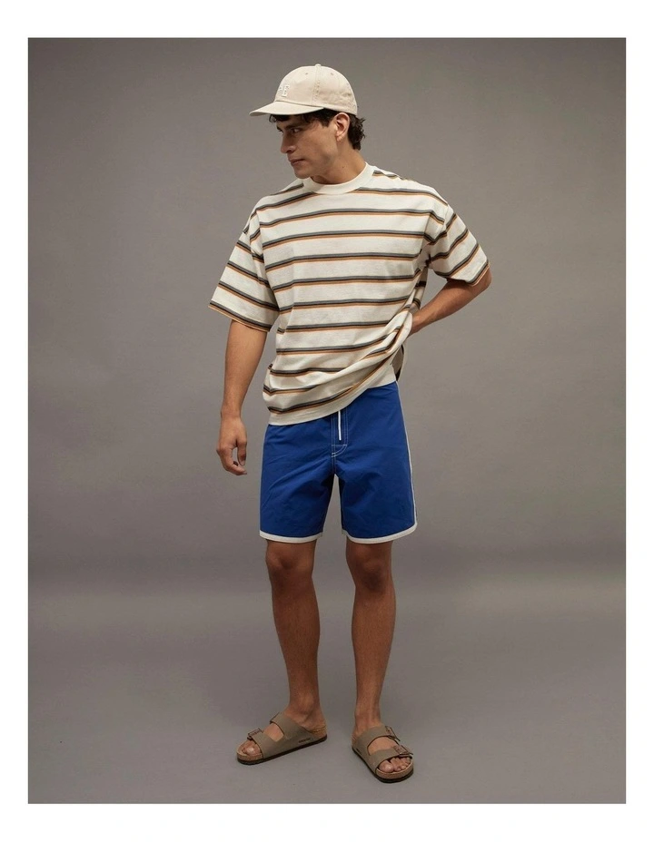 Relaxed Textured Slub T-Shirt in Cream Stripe image 1