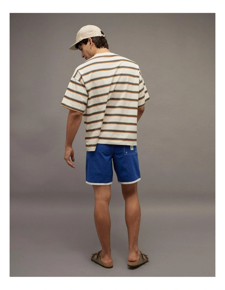 Relaxed Textured Slub T-Shirt in Cream Stripe image 2