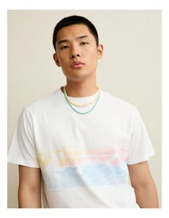 Standard Fit Destination Graphic T-Shirt in Air White