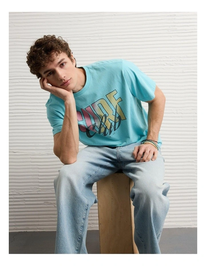 Standard Fit Destination Graphic T-Shirt in Blue Powder image 1