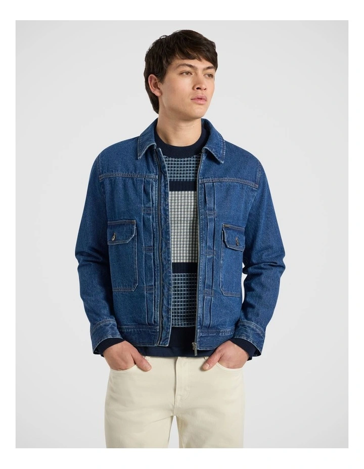 Tibbs Denim Trucker Jacket in Indigo image 2