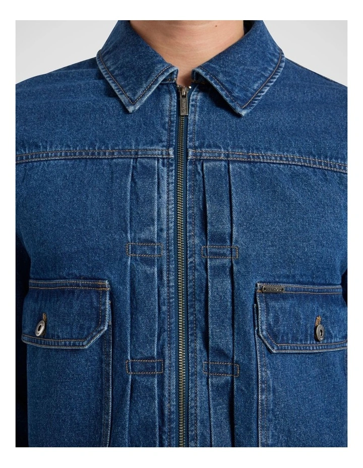 Tibbs Denim Trucker Jacket in Indigo image 3