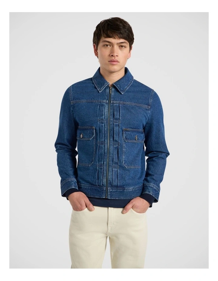 Tibbs Denim Trucker Jacket in Indigo image 4