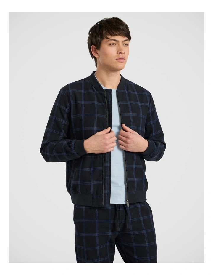 Colonel Cotton Linen Bomber in Dark Navy image 2