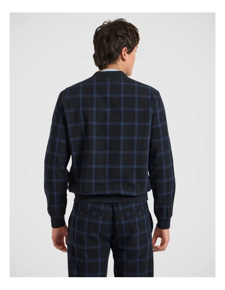 Colonel Cotton Linen Bomber in Dark Navy image 5