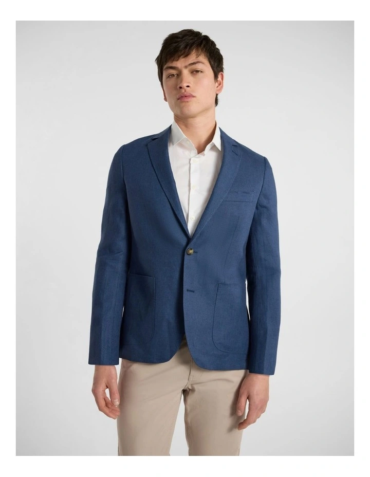 Mauro Linen Blazer in Nautical Blue image 1