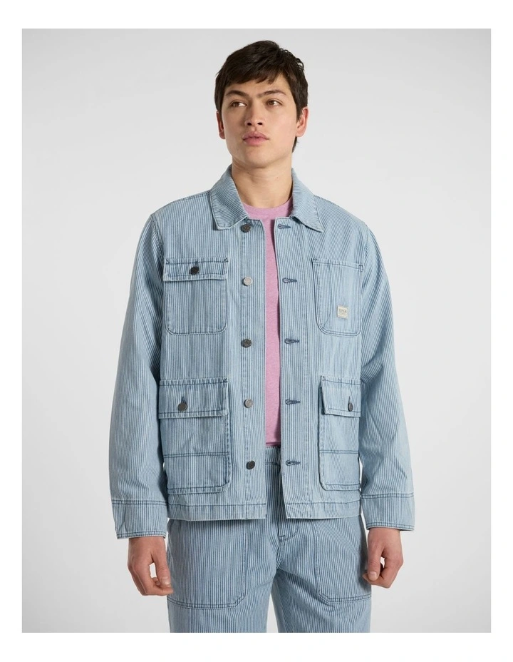 Nick Stripe Denim Jacket in Blue Stripe image 1