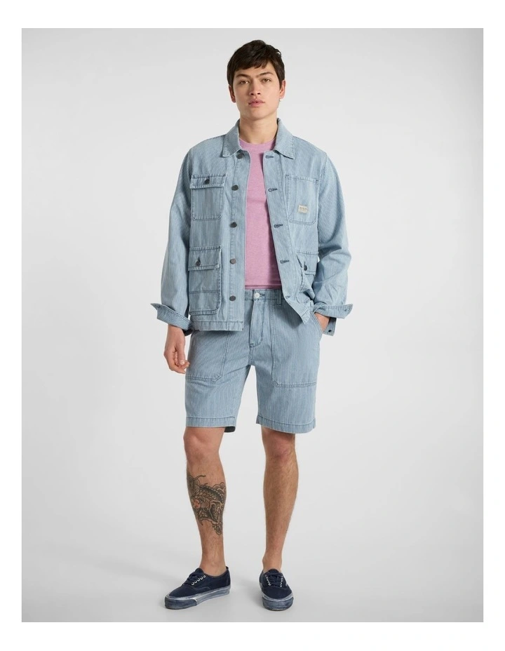Nick Stripe Denim Jacket in Blue Stripe image 2