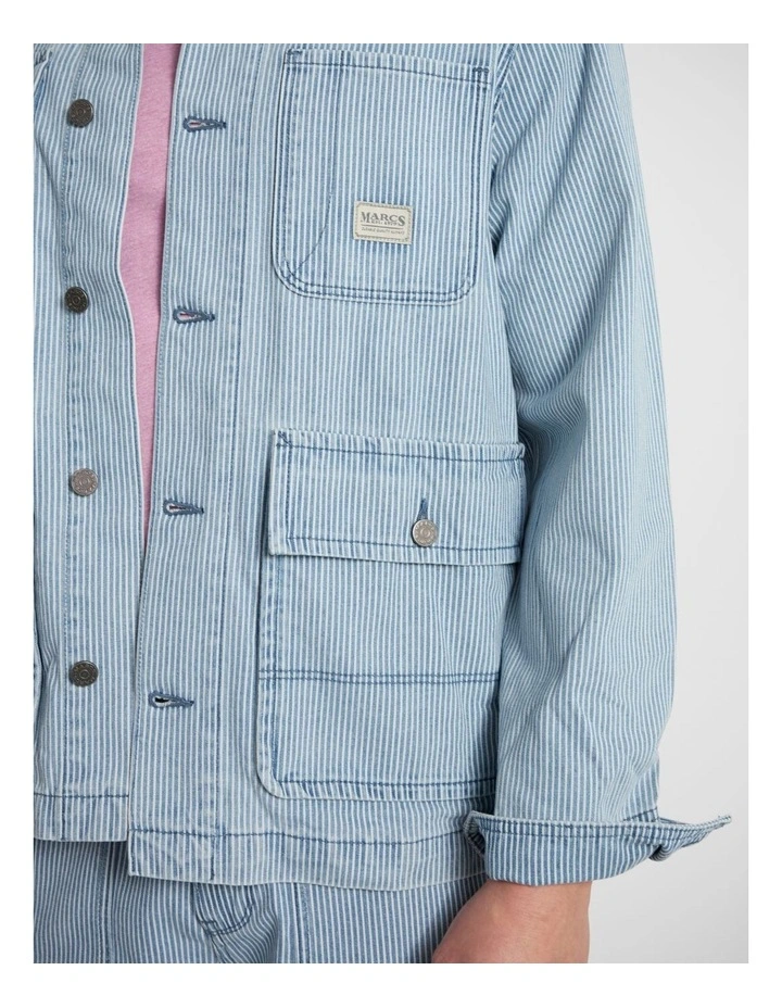 Nick Stripe Denim Jacket in Blue Stripe image 4