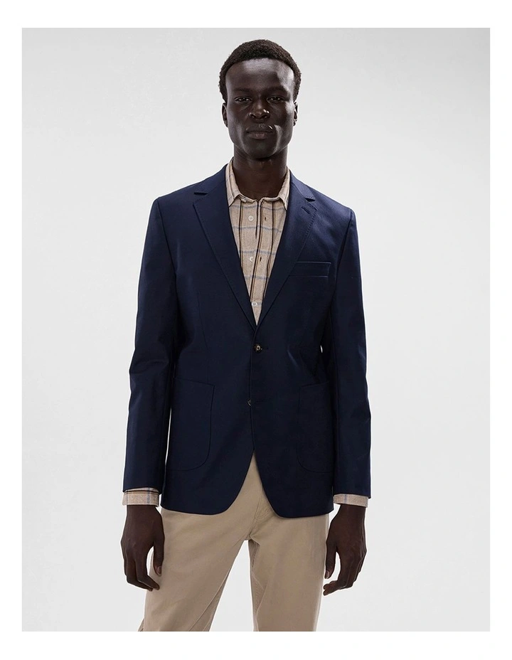 Evan Cotton Twill Blazer in Navy image 1
