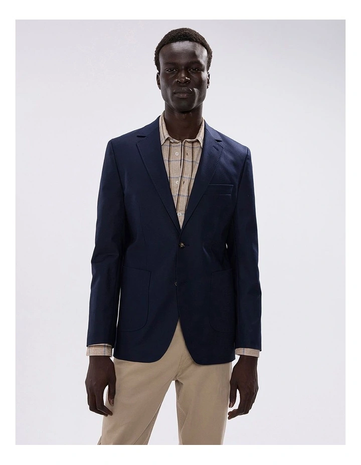 Evan Cotton Twill Blazer in Navy image 3