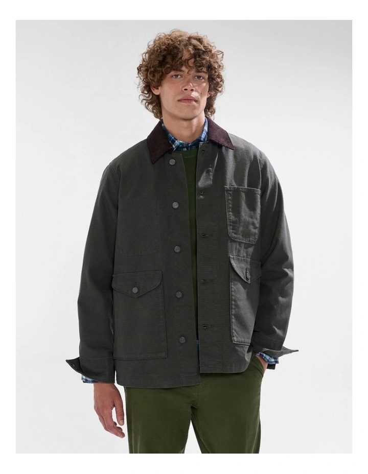 Jake Cotton Jacket in Dark Moss image 1