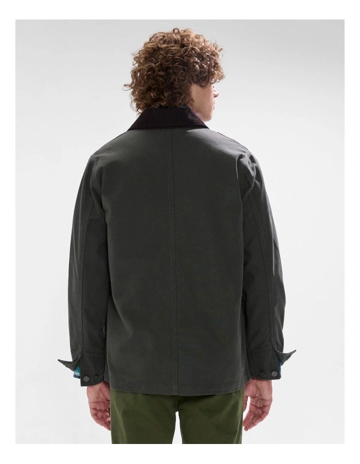 Jake Cotton Jacket in Dark Moss image 3
