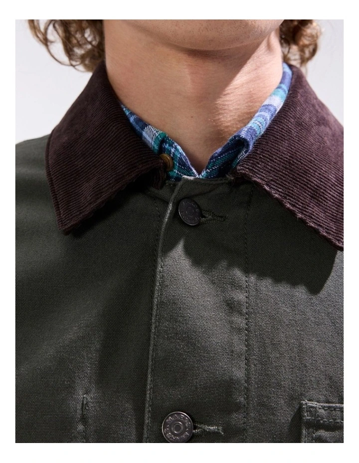 Jake Cotton Jacket in Dark Moss image 4