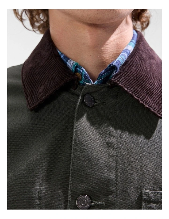 Jake Cotton Jacket in Dark Moss image 5
