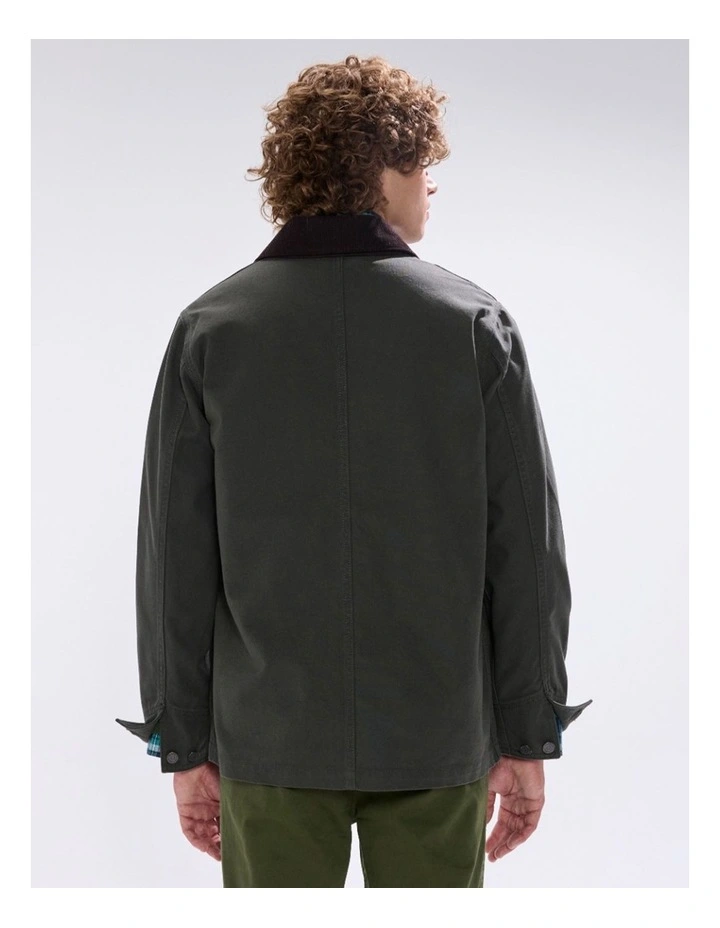 Jake Cotton Jacket in Dark Moss image 5